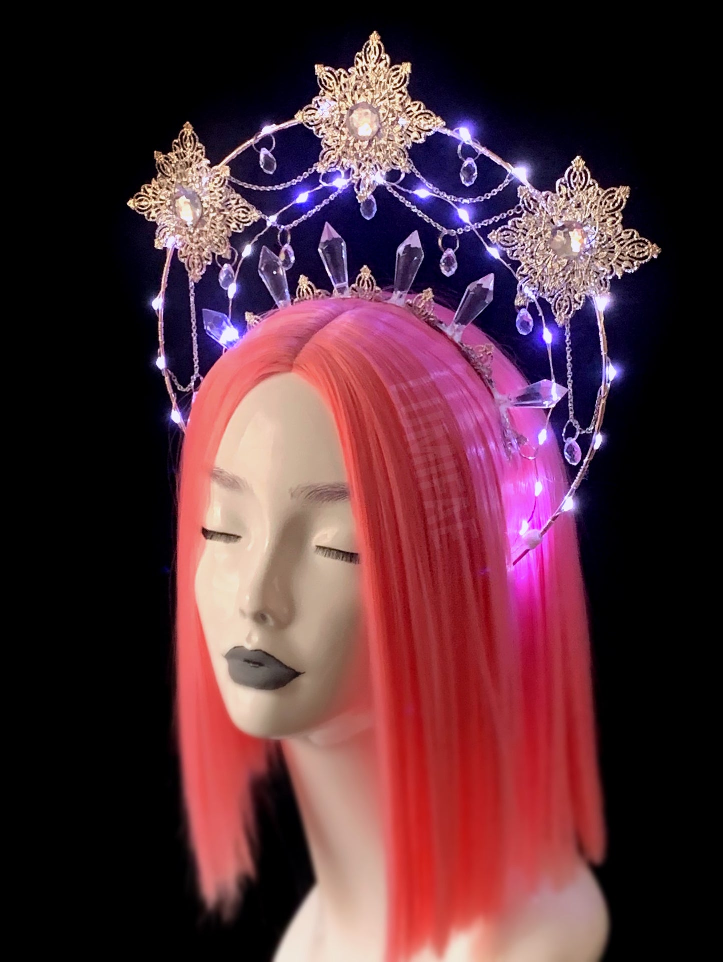 Ethereal Star Goddess Winter Crystal Fairy Queen Crown Snowflake Halo Tiara, One-of-A-Kind