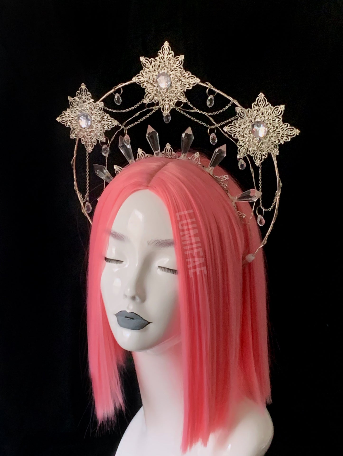 Ethereal Star Goddess Winter Crystal Fairy Queen Crown Snowflake Halo Tiara, One-of-A-Kind