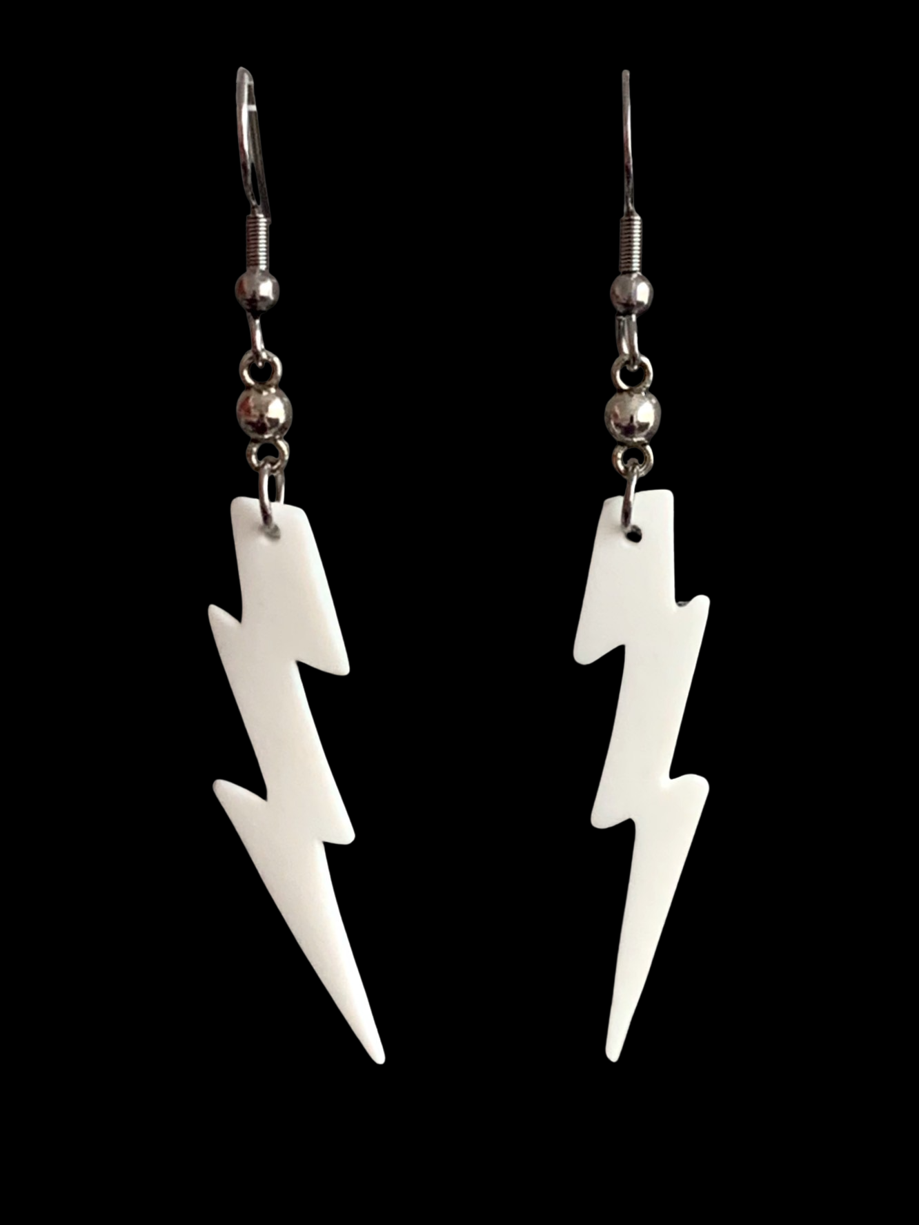 Matte White Lightning Bolt Earrings