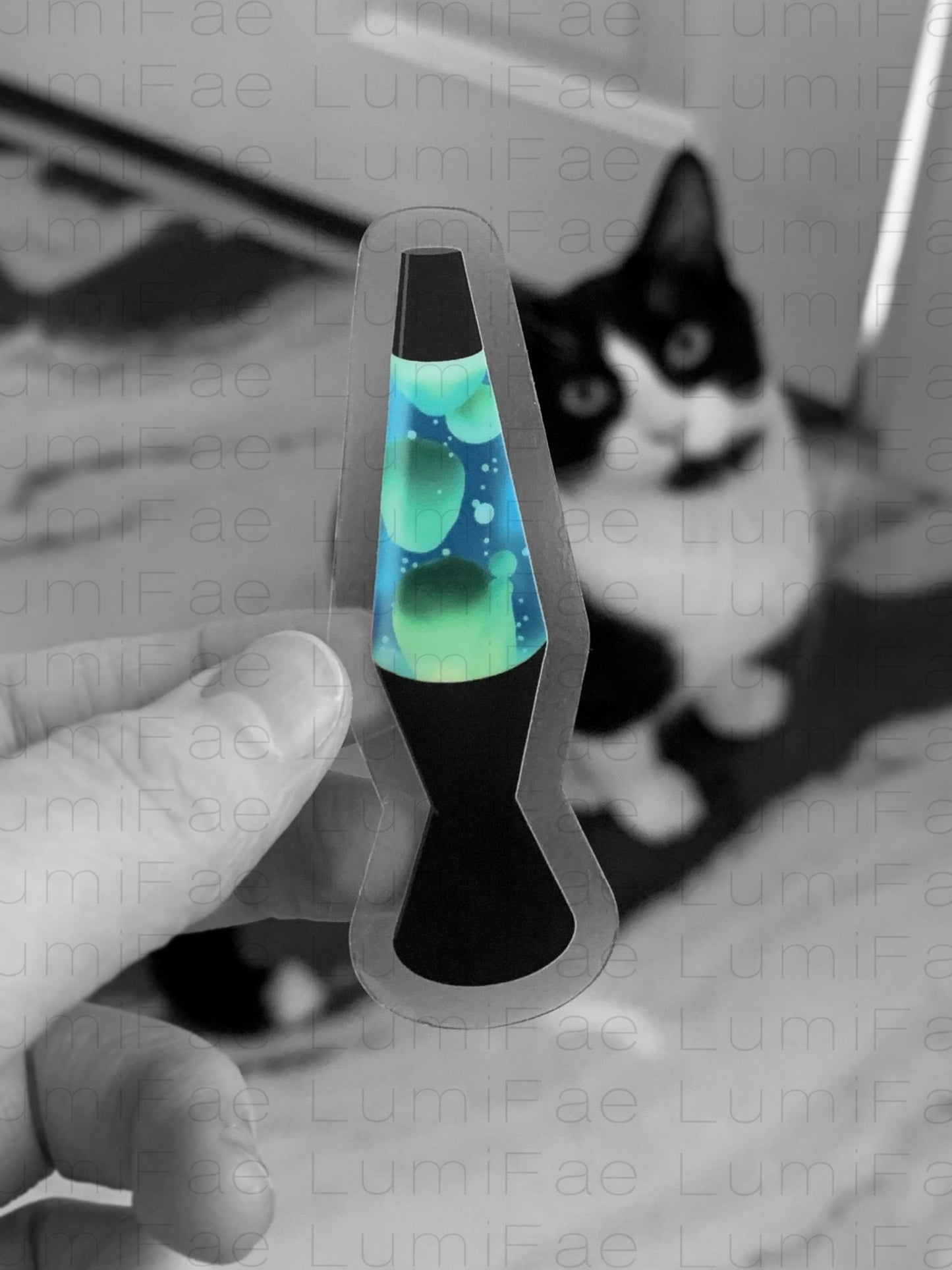 Lava Lamp Sticker, Blue, Clear, Waterproof, Realistic, 90s - LumiFae