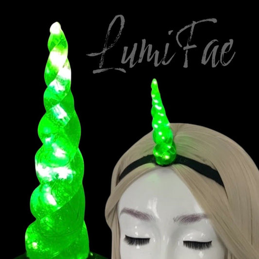 Neon Green LED Unicorn Horn Headband - LumiFae
