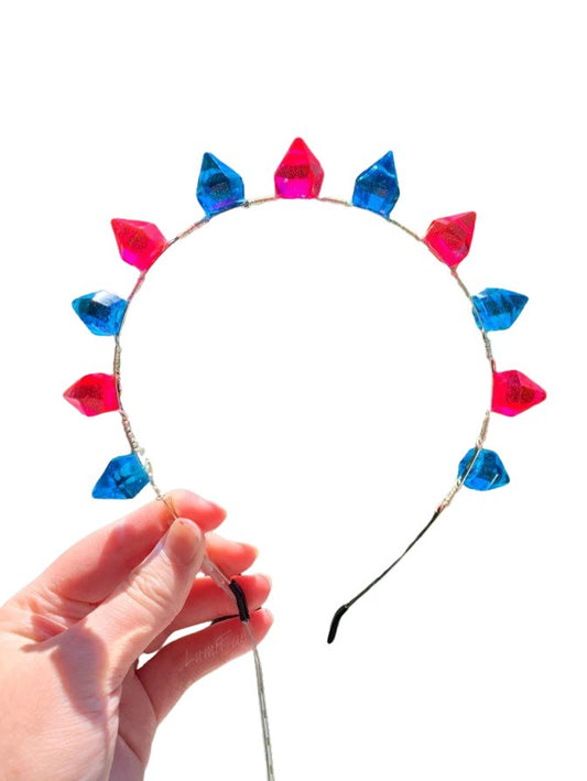 Pink and Blue LED Gem Tiara Heaband, Crown - LumiFae