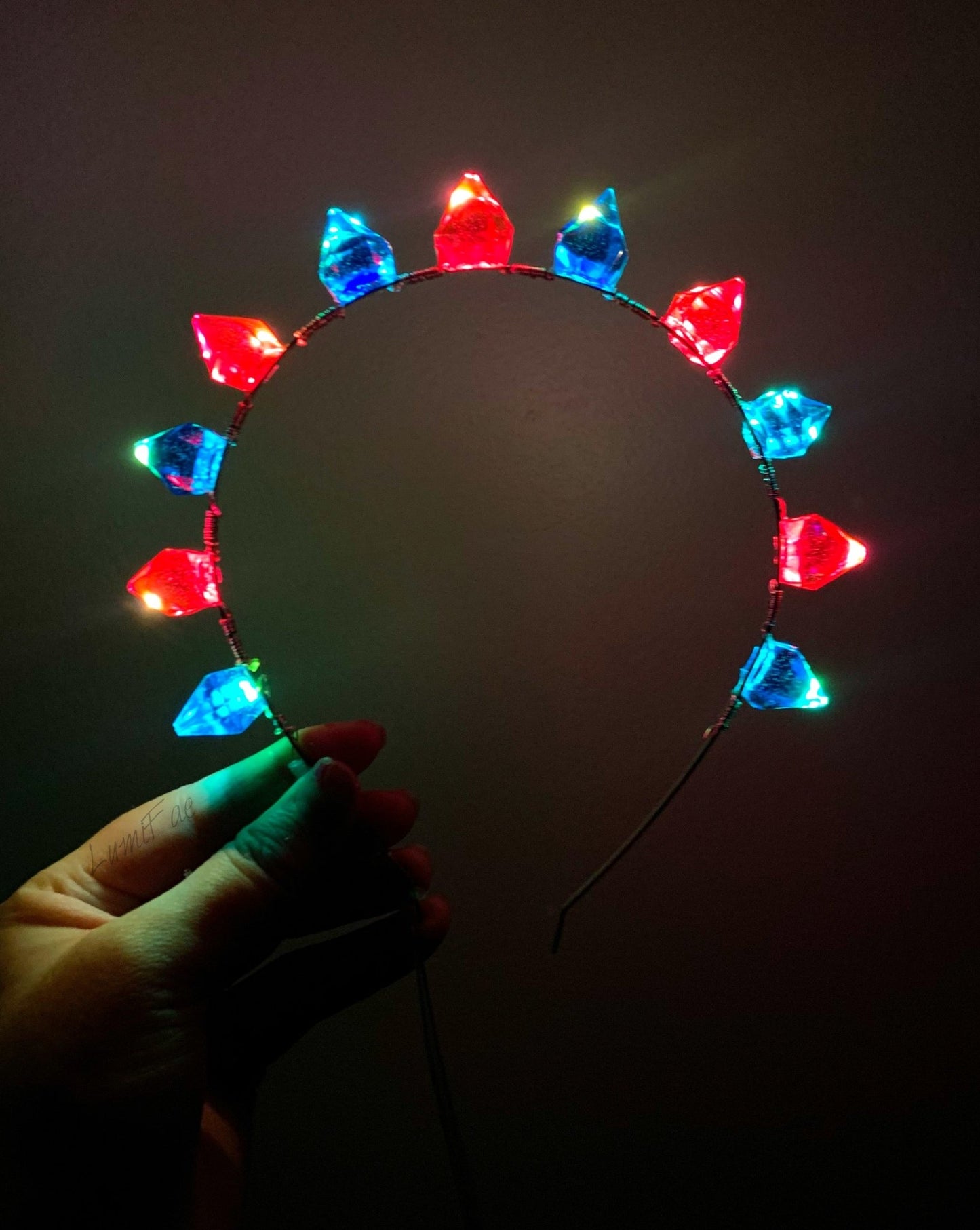 Pink and Blue LED Gem Tiara Heaband, Crown - LumiFae