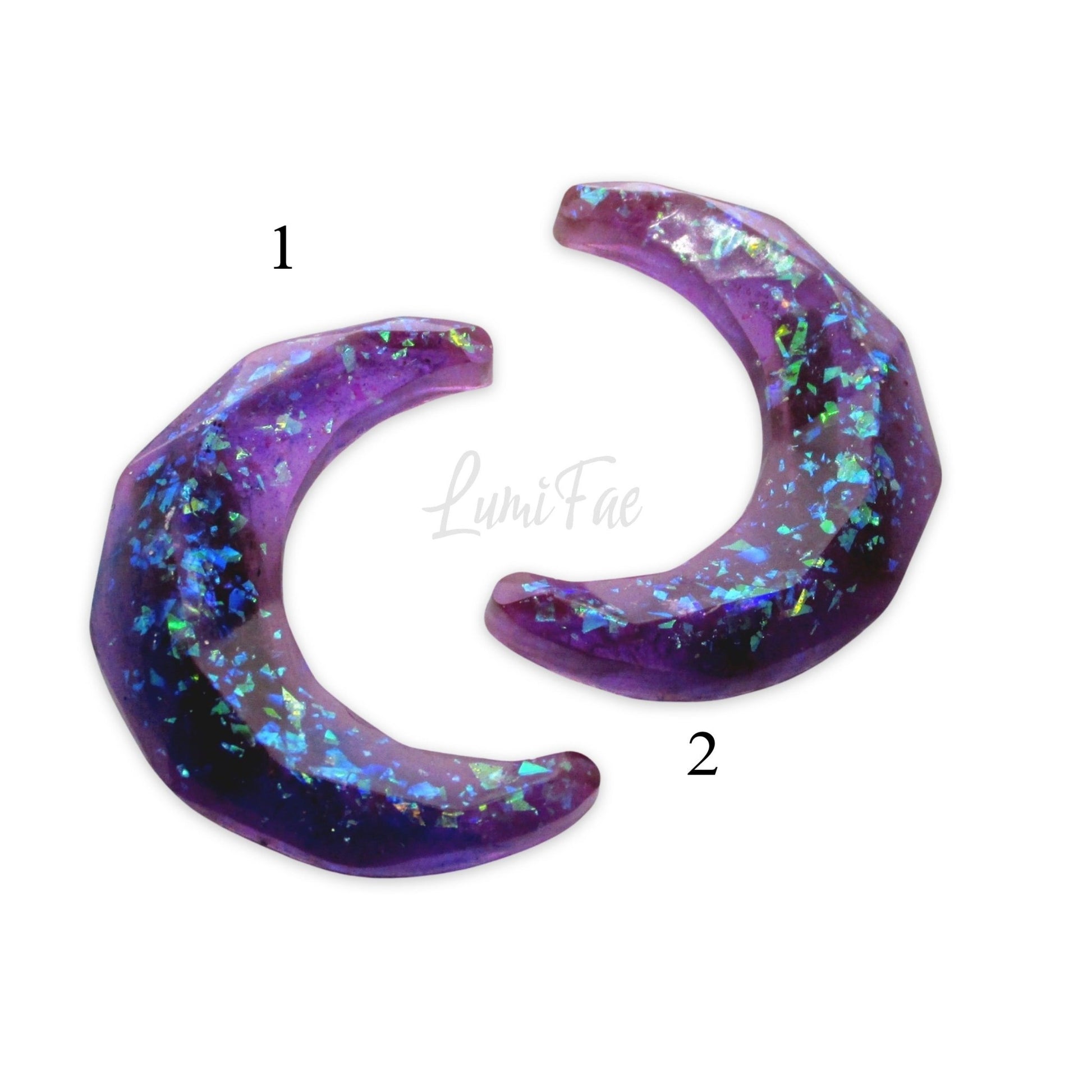 Purple Sparkly Glitter Moon Hair clip, 2.5” - LumiFae