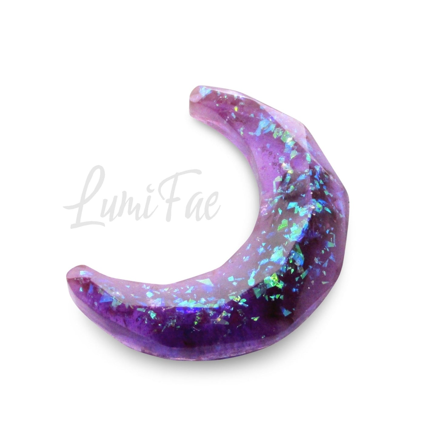 Purple Sparkly Glitter Moon Hair clip, 2.5” - LumiFae