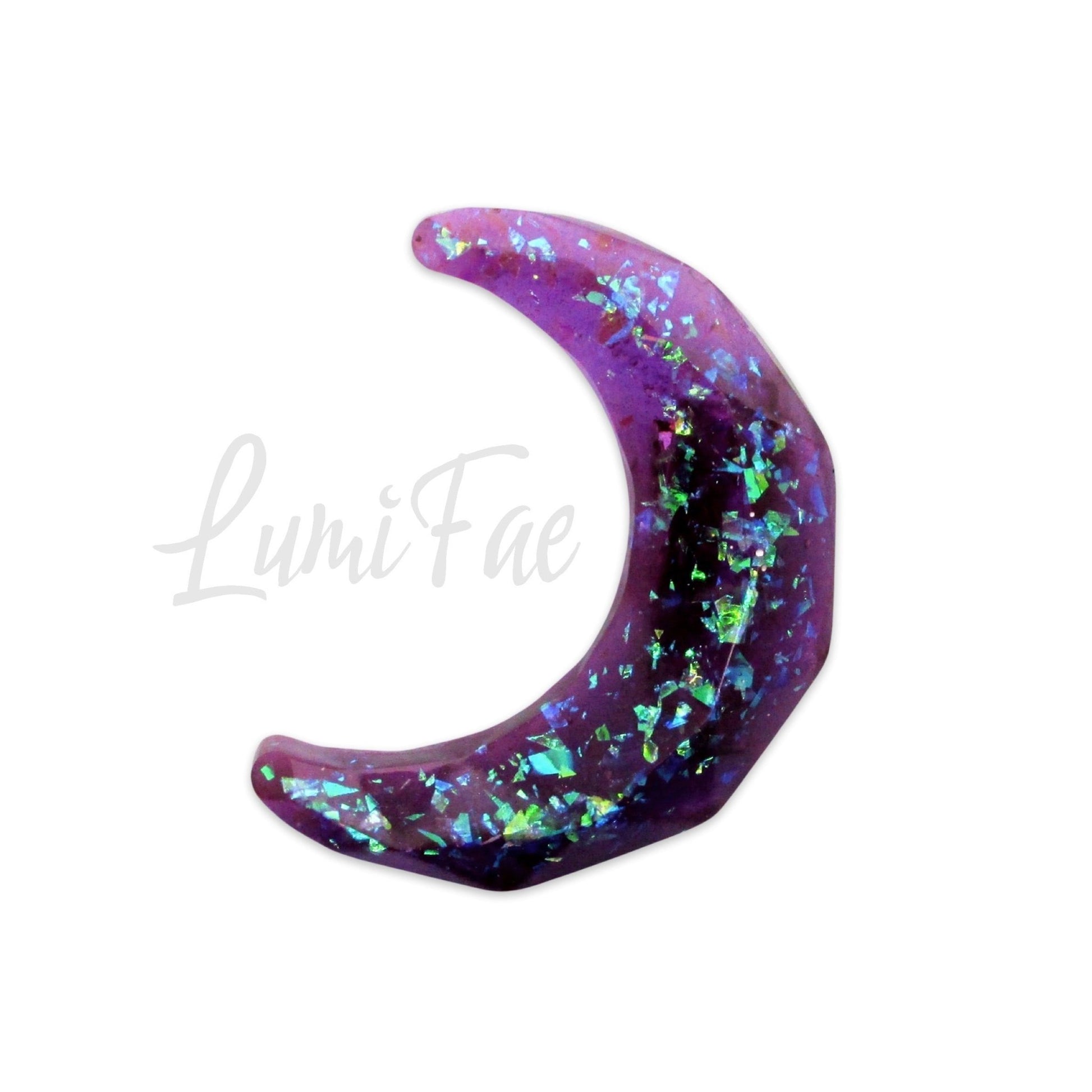 Purple Sparkly Glitter Moon Hair clip, 2.5” - LumiFae