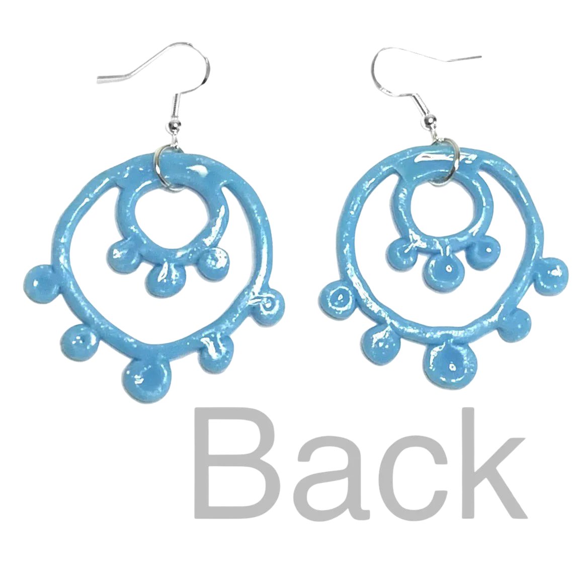 Sky Blue Dotted Double Circle Earrings, opaque - LumiFae