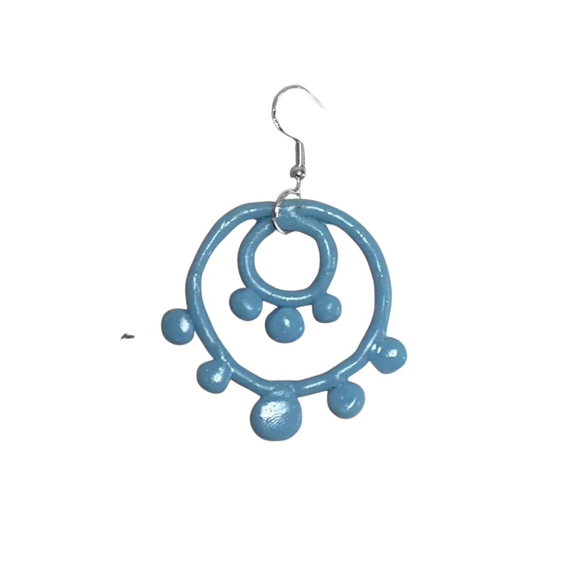 Sky Blue Dotted Double Circle Earrings, opaque - LumiFae