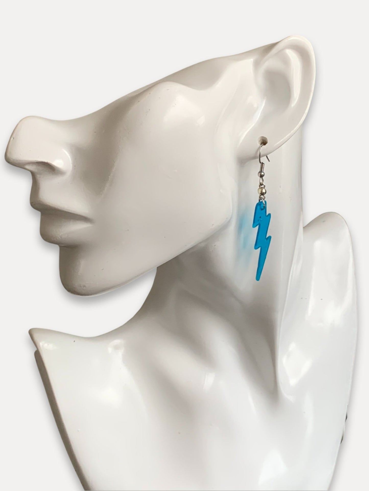 Small Blue Lightning Bolt Earrings, Translucent - LumiFae