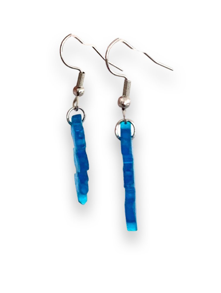 Small Blue Lightning Bolt Earrings, Translucent - LumiFae