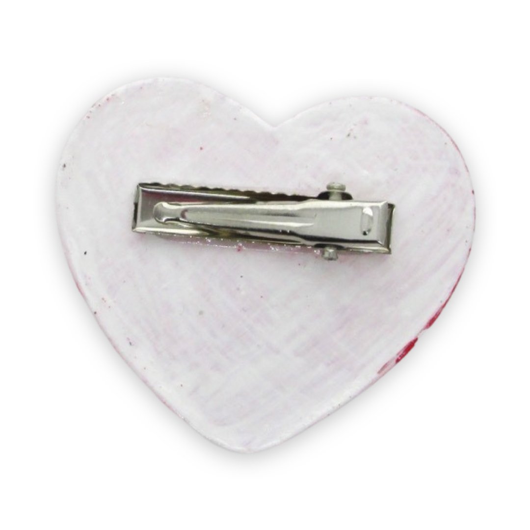 Sparkly Pink Glitter Heart Hair clip, Big 2” Statement Heart Hair Accessory, Cute - LumiFae