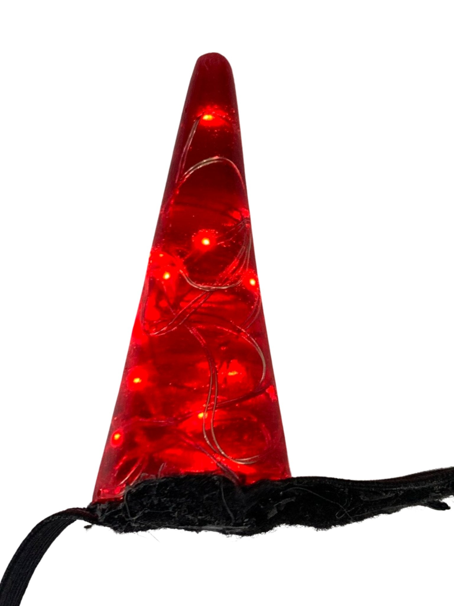 Tall Red LED Horns on elastic white, or black headband - LumiFae