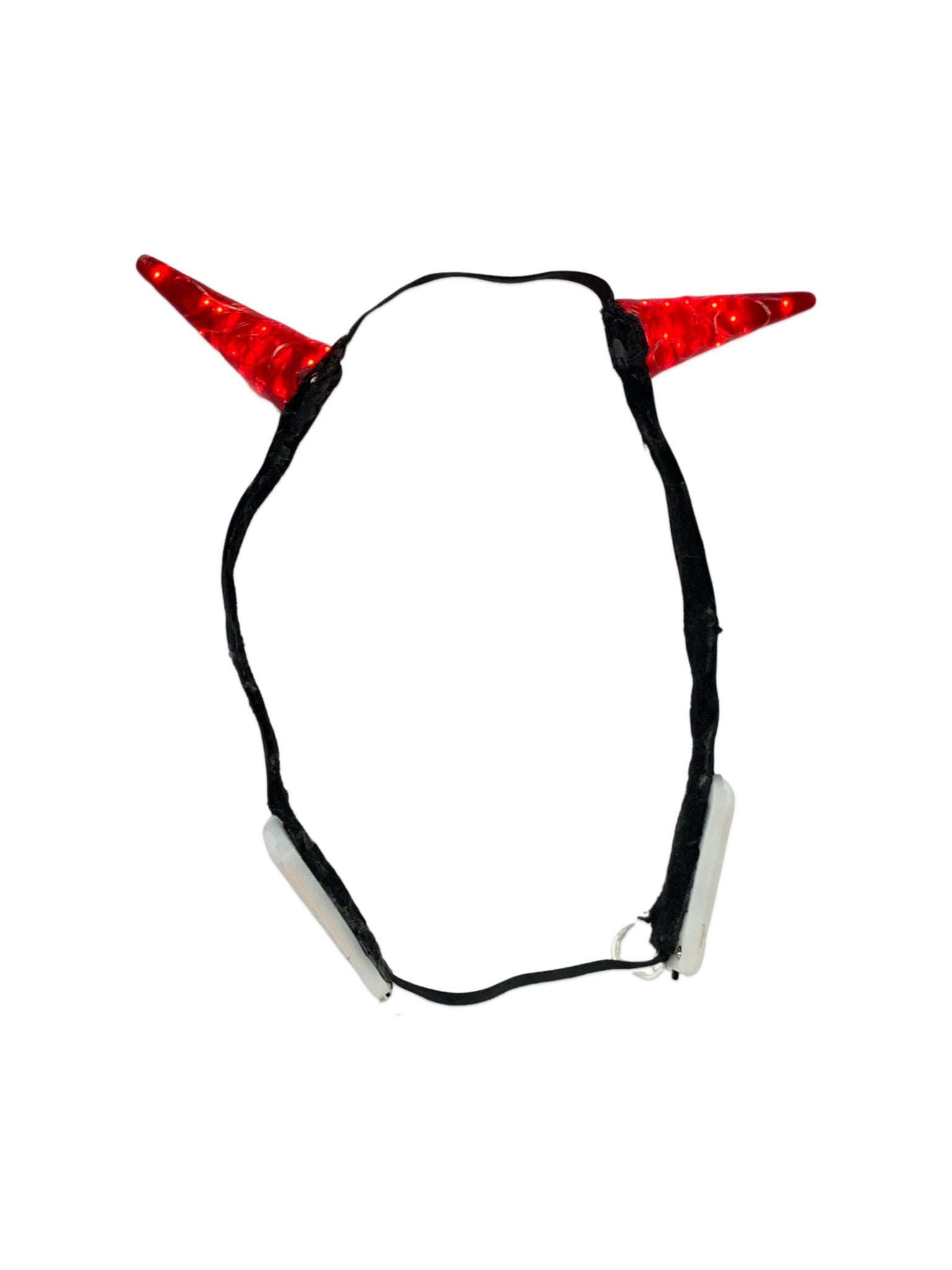 Tall Red LED Horns on elastic white, or black headband - LumiFae