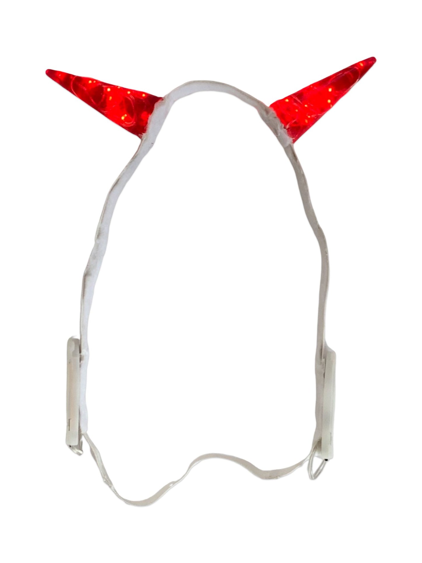 Tall Red LED Horns on elastic white, or black headband - LumiFae