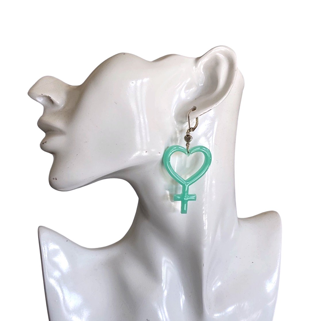 Turquoise Heart Female Symbol Earrings, Girl Power - LumiFae