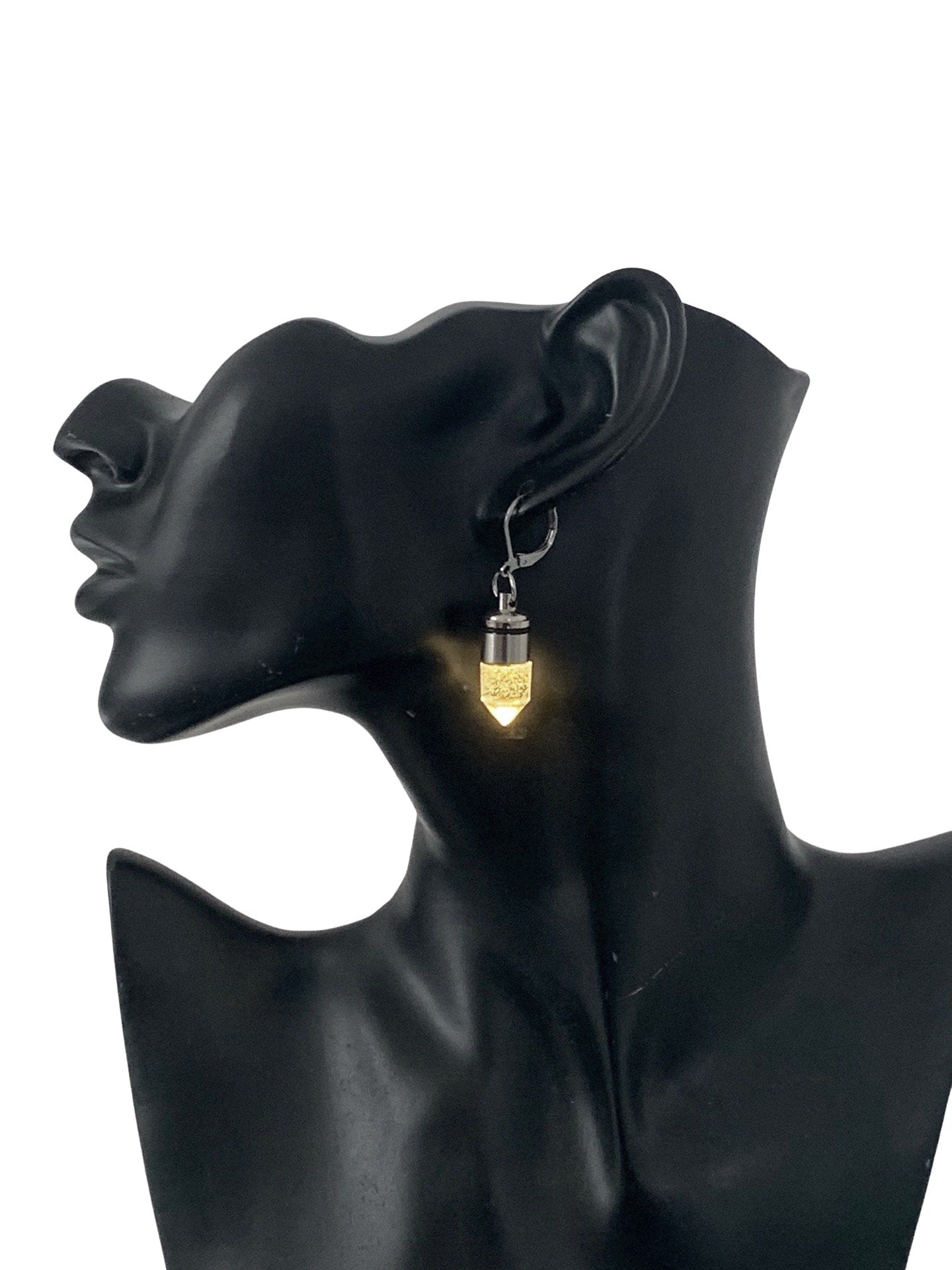 Warm White LED Crystal Earrings, Glowing, Resin - LumiFae