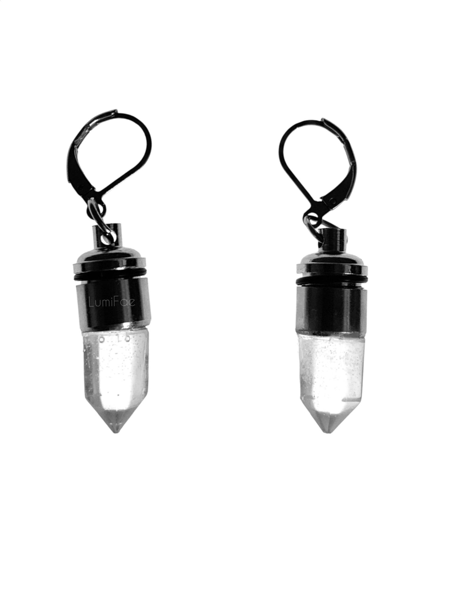 Warm White LED Crystal Earrings, Glowing, Resin - LumiFae