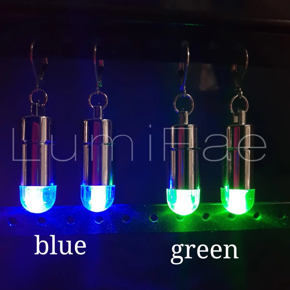 Waterproof Submergible LED Pill Shaped / Bullet Shaped Earrings - LumiFae