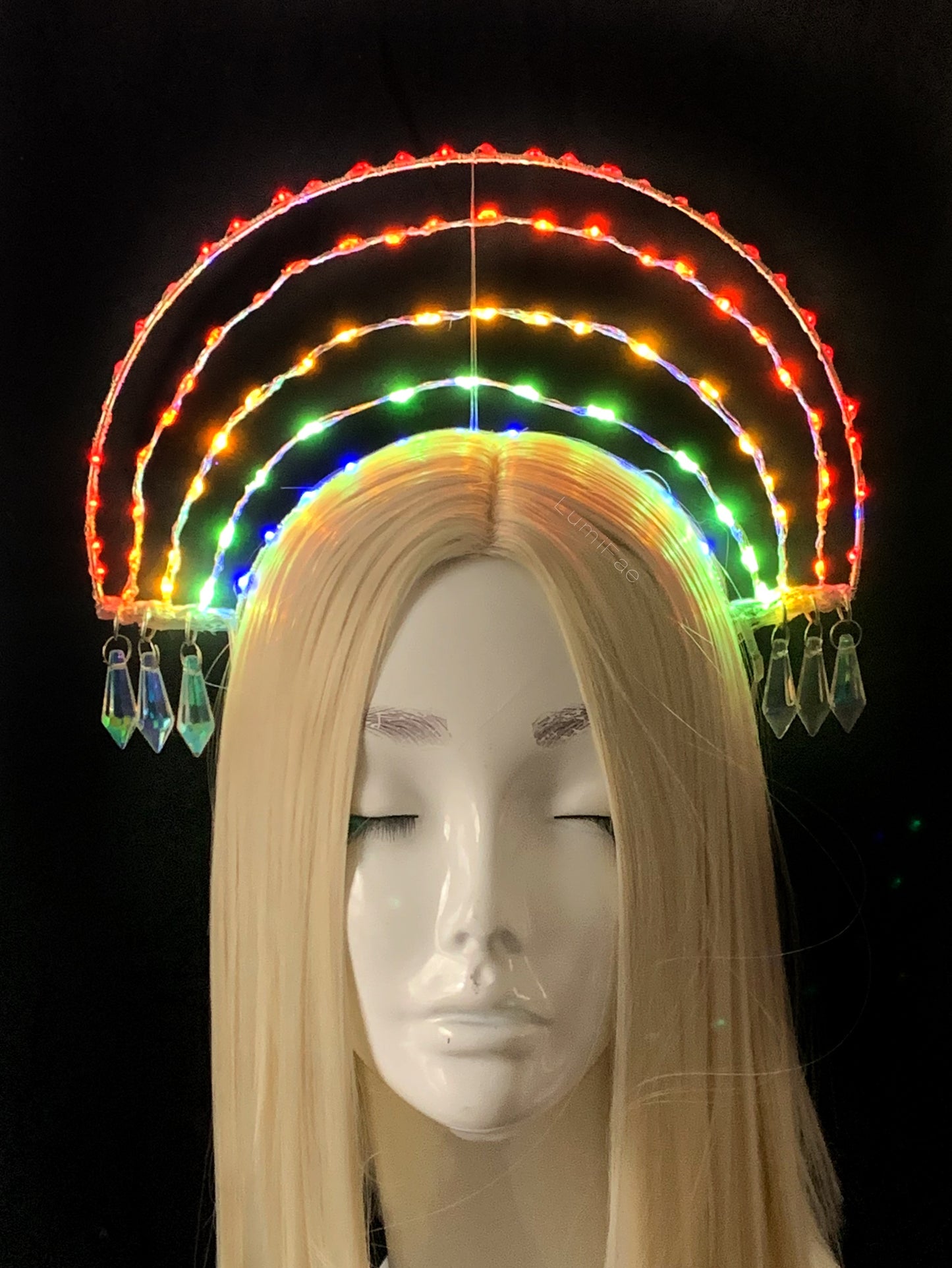 LED Rainbow Headpiece with Crystals