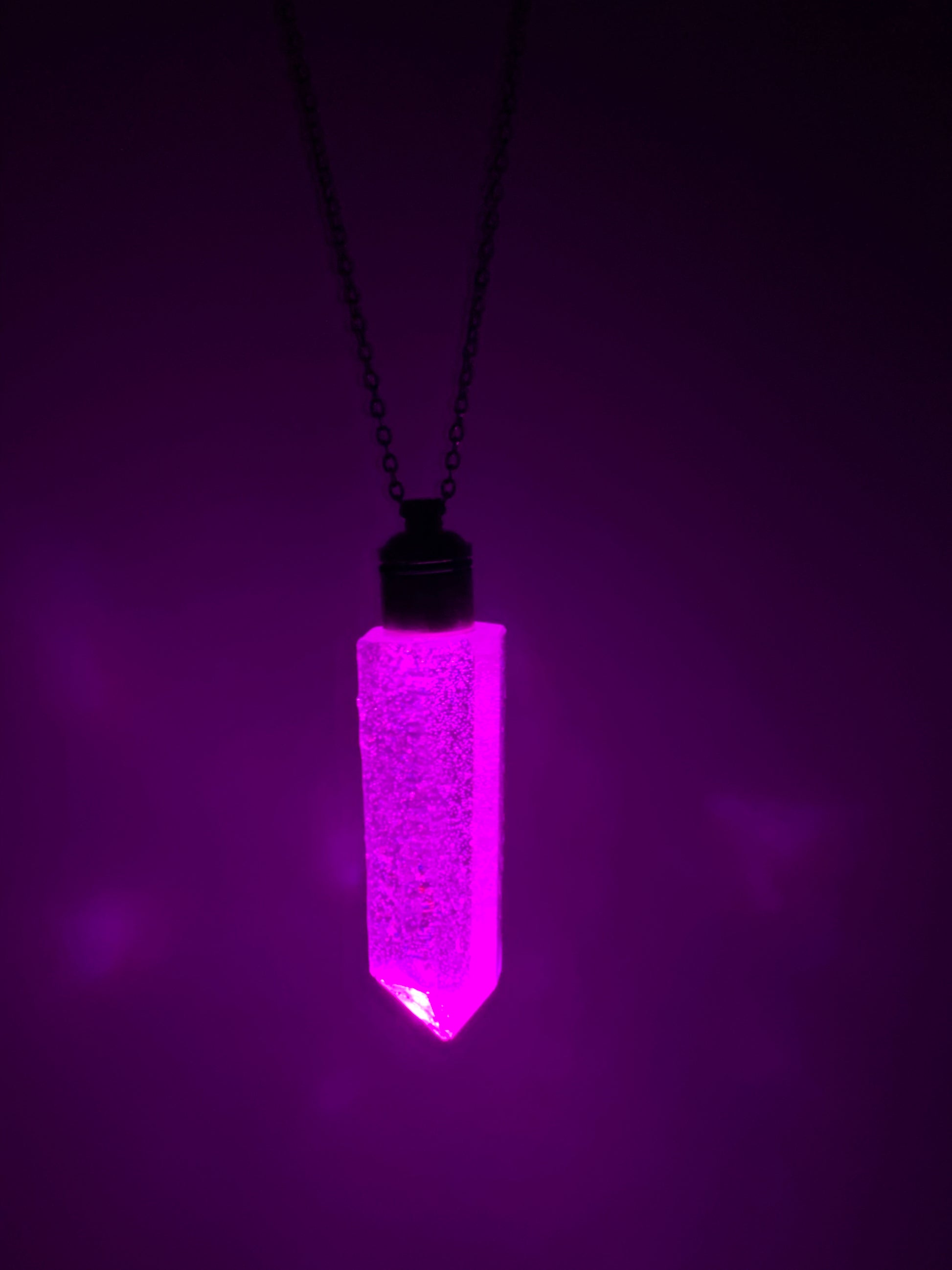 Pink LED Crystal Necklace Glowing Resin