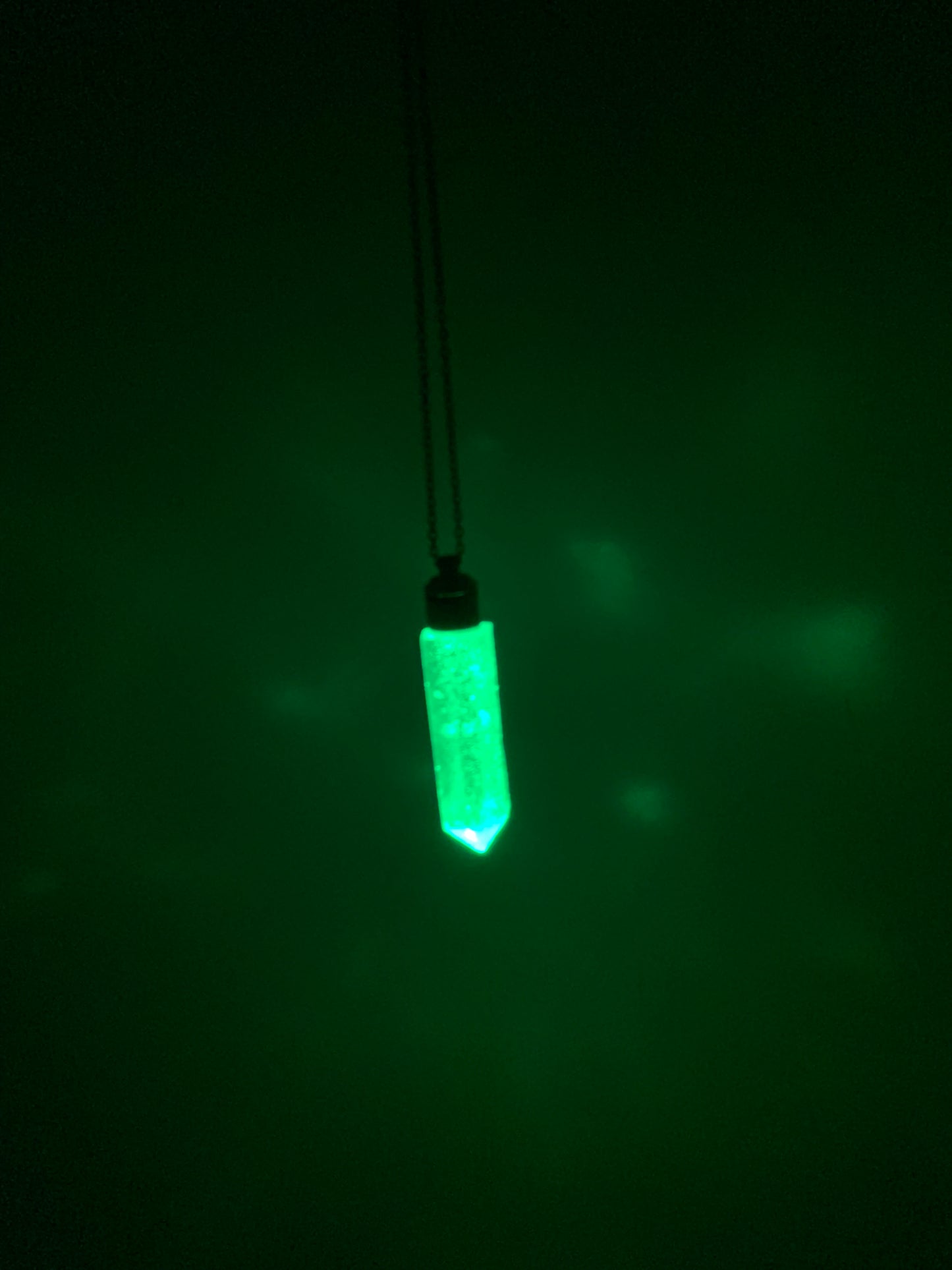 Green LED Crystal Necklace, Glowing, Resin