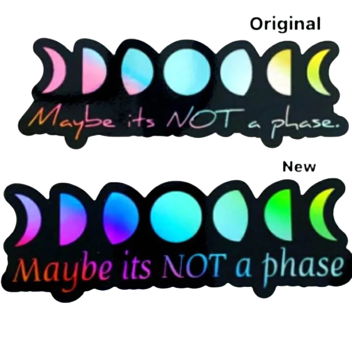 Holographic Moon Phases "Not a Phase" Stickers
