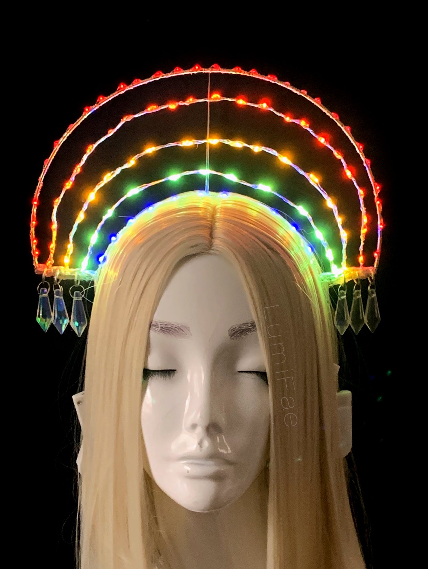 LED Rainbow Headpiece with Crystals, Old School Rainbow, Traditional Rainbow