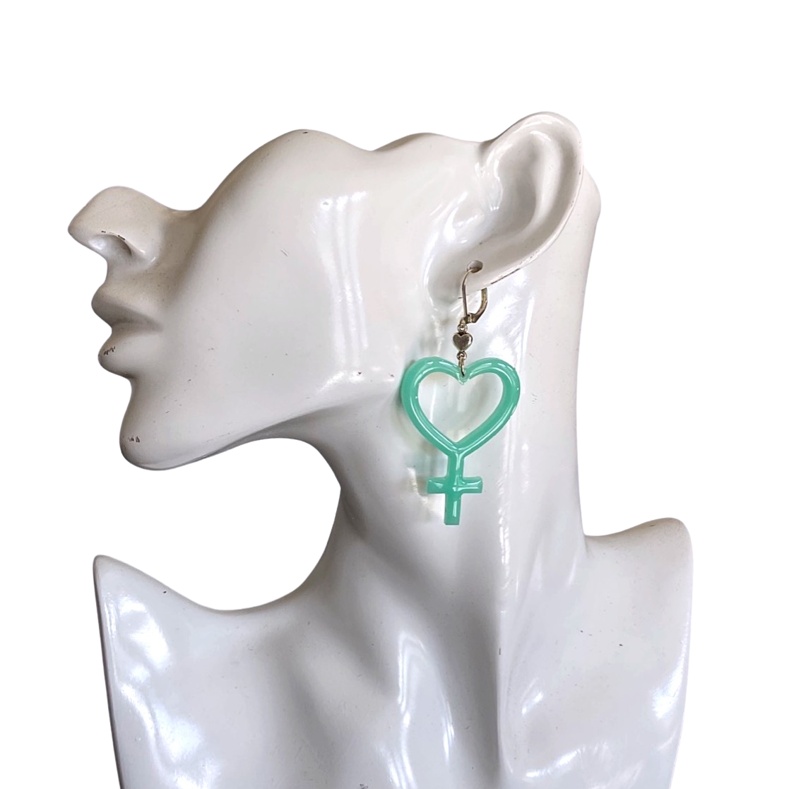 Turquoise Heart Female Symbol Earrings, Girl Power