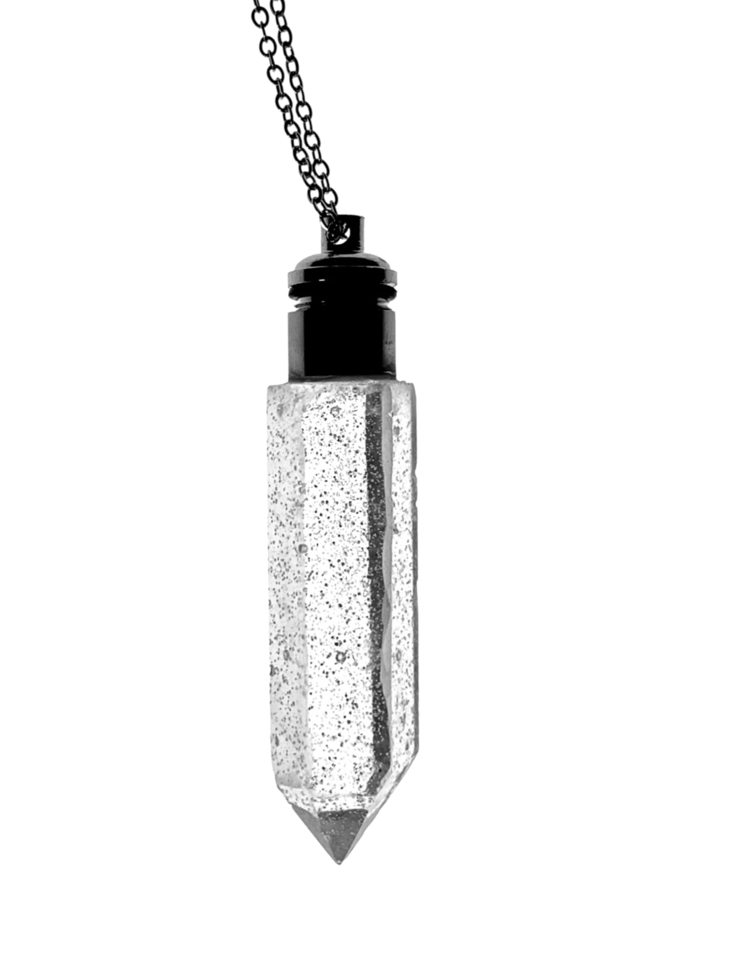 Warm White LED Crystal Necklace, Resin, Glowing