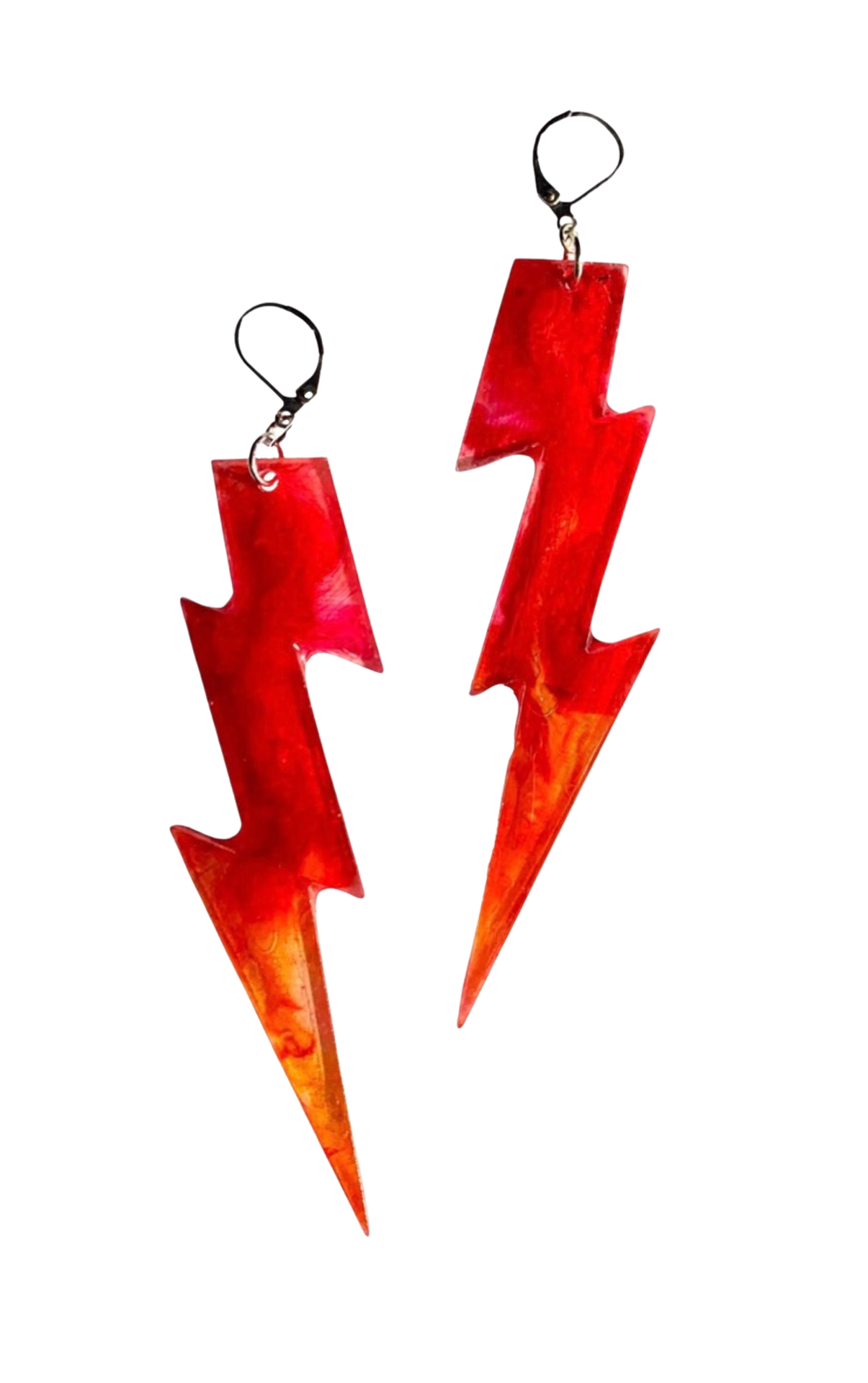 Flames Lightning Bolt Earrings, Fire, 4” statement earrings - Discontinued