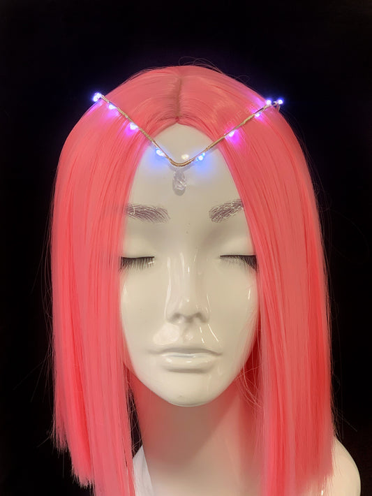Silver Elven Fairy LED Teardrop V Circlet Crown