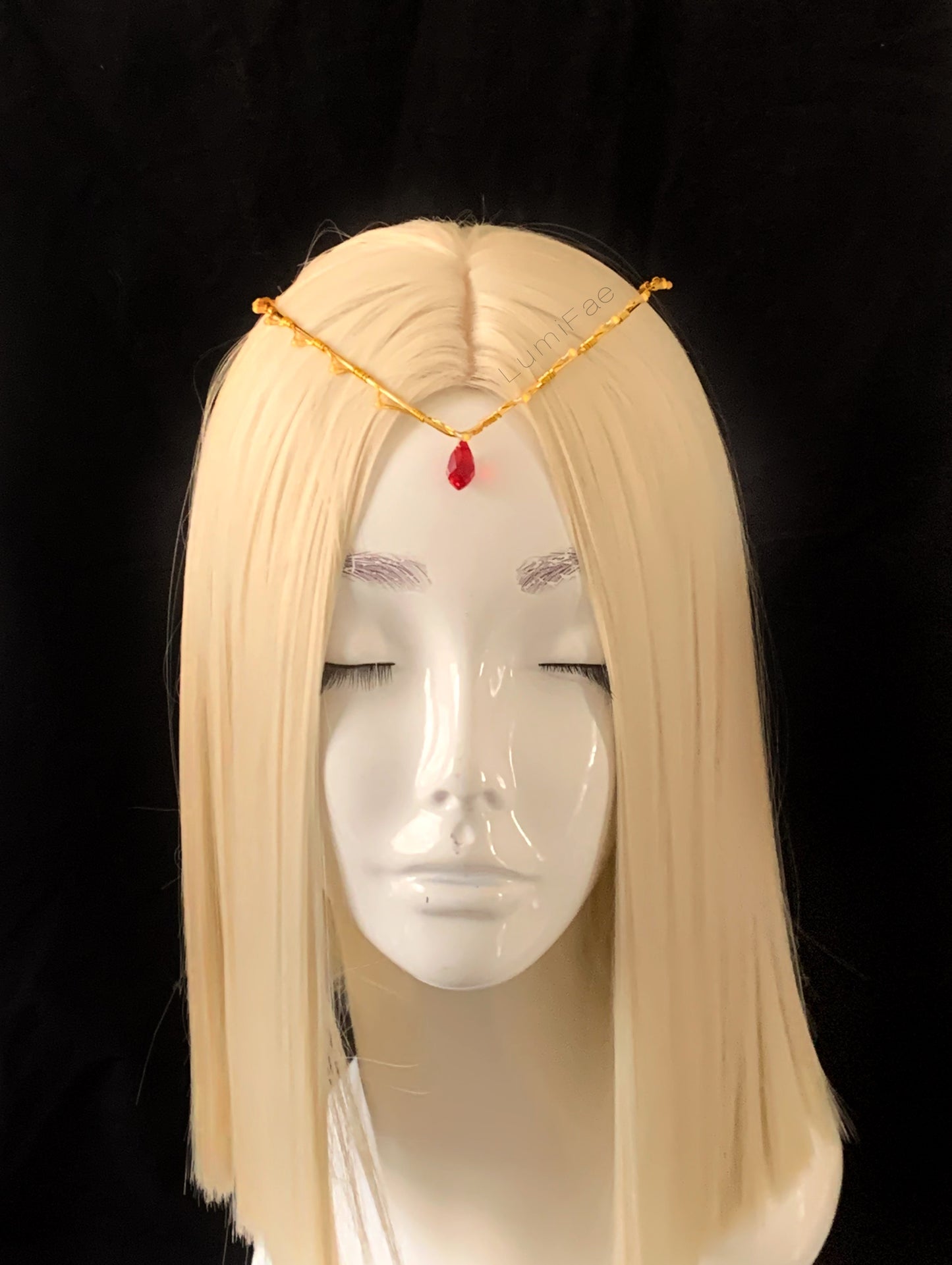 Gold Elven Fairy LED Teardrop V Circlet Crown, Sailor Moon Inspired