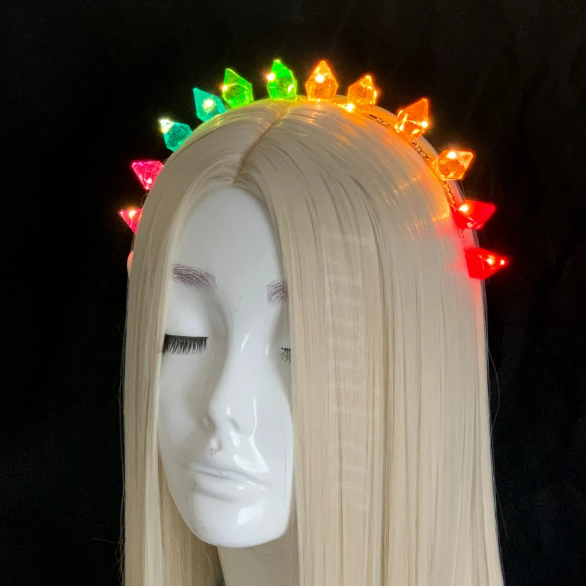 Rainbow LED Gem Tiara, Light-up Crown, Crystal Headband