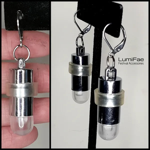 Waterproof Submergible LED Pill Shaped / Bullet Shaped Earrings